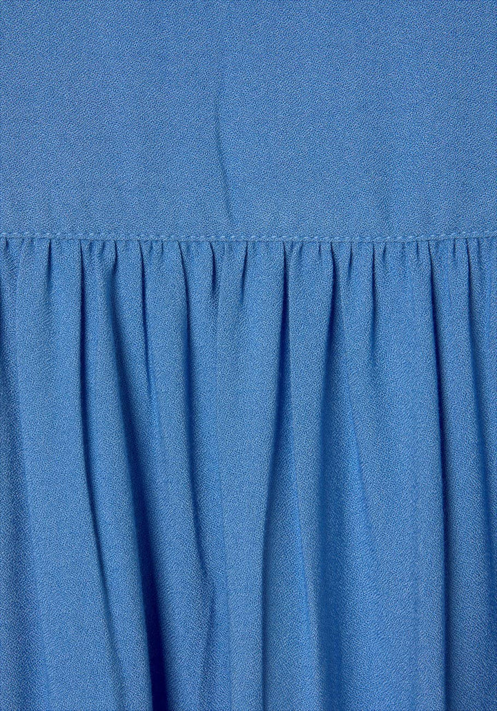 Blue Ruffle Detail Blouse