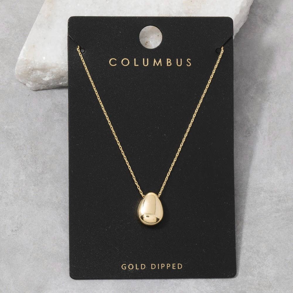 Gold Dipped Solid Teardrop Pendant Necklace