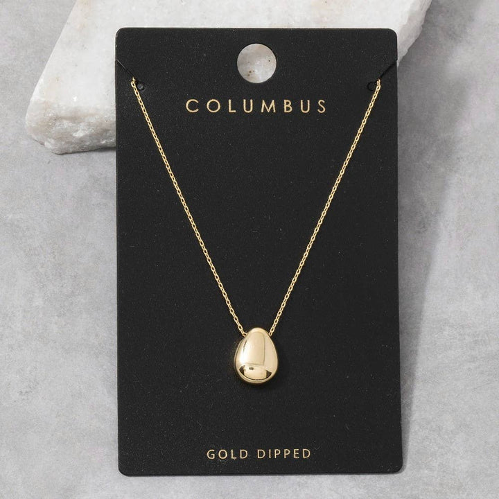 Gold Dipped Solid Teardrop Pendant Necklace