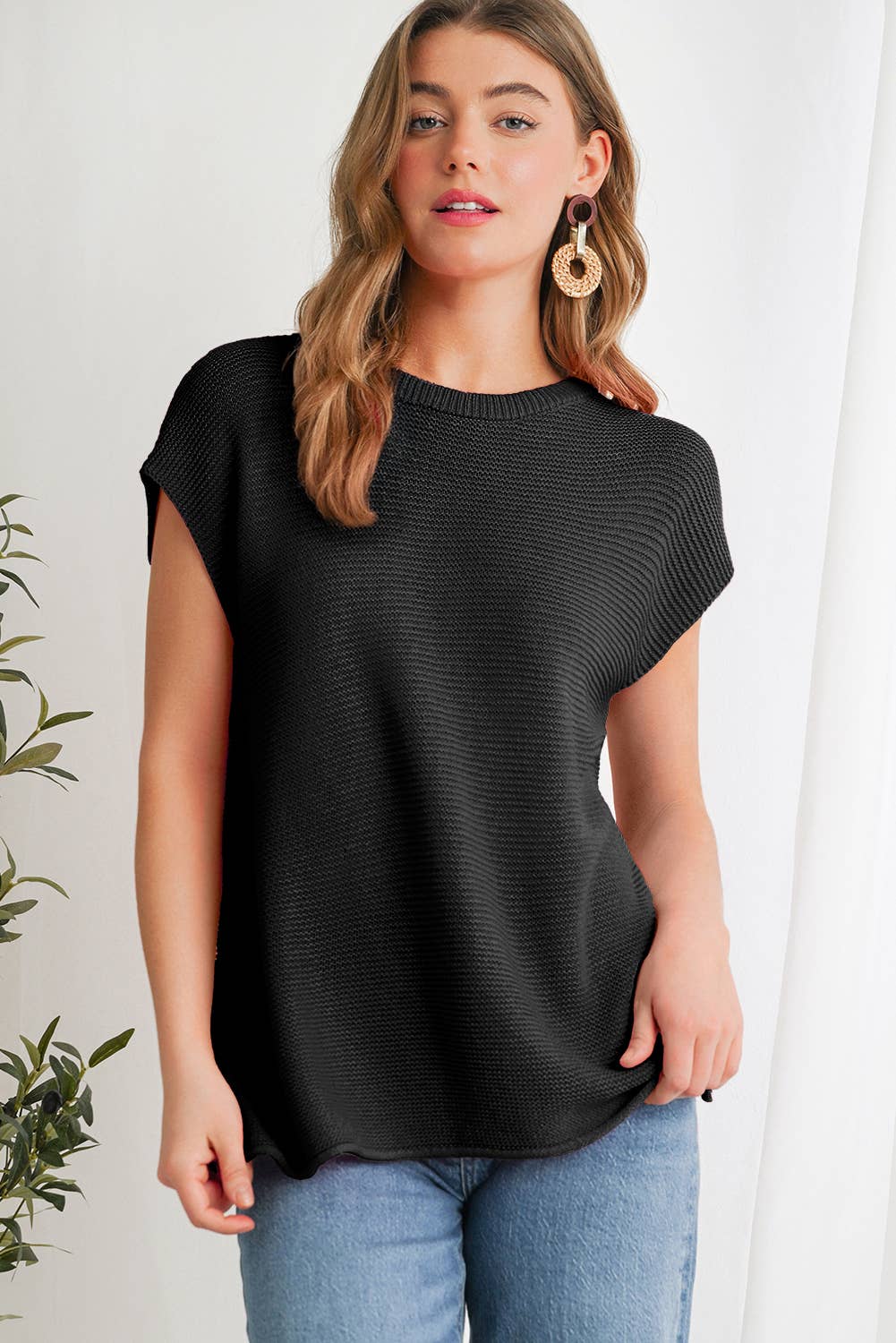 Pink Round Neck Sweater Top