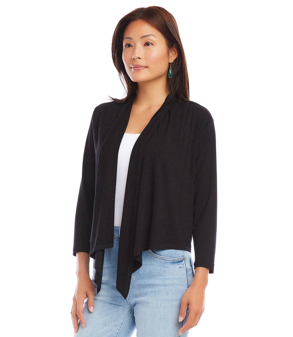 Black Open Front  Cardigan