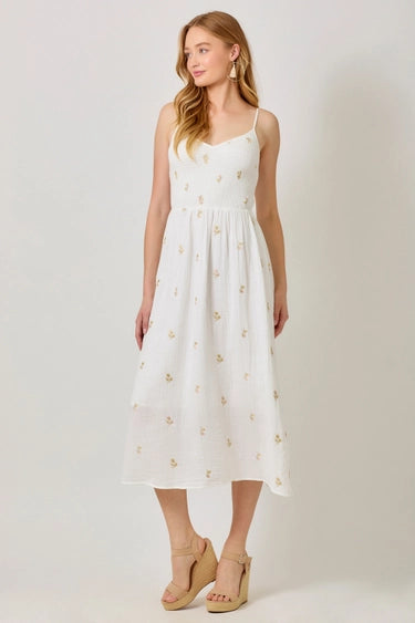 White Gauze Embroidered Sundress