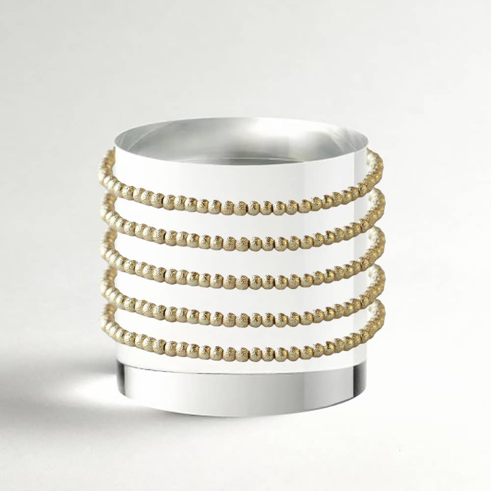 Tarnish Resistant Gold Plated 3mm Textured Beaded Bracelet