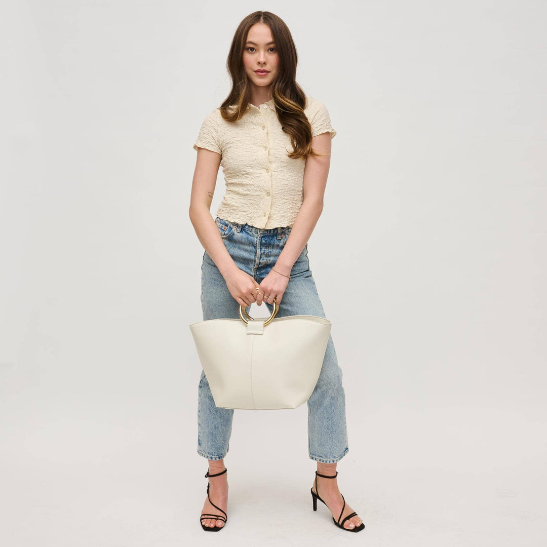 Black Luxe Tote with Gold Handle