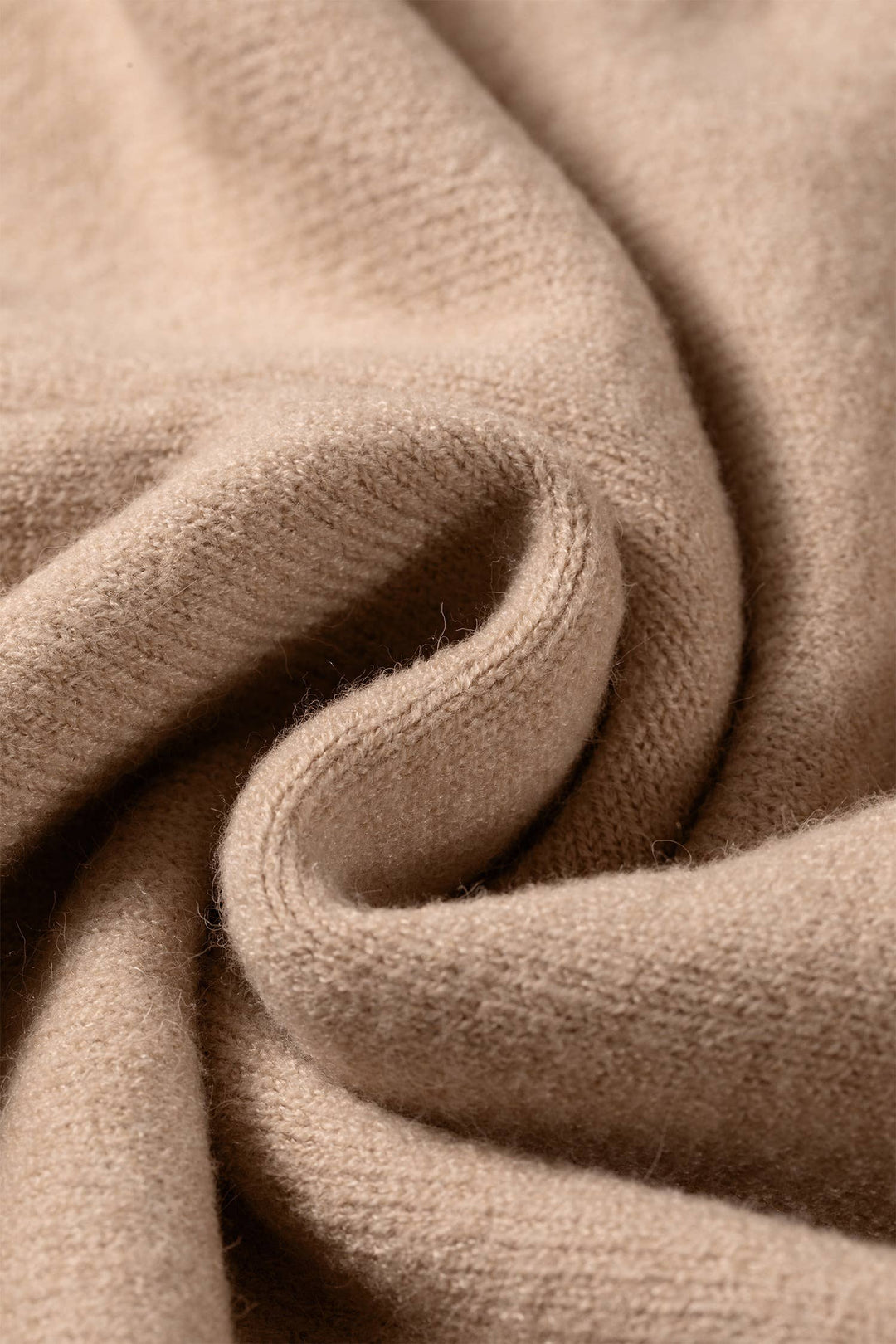 Tan  Ribbed High Neck Short Sleeve Sweater