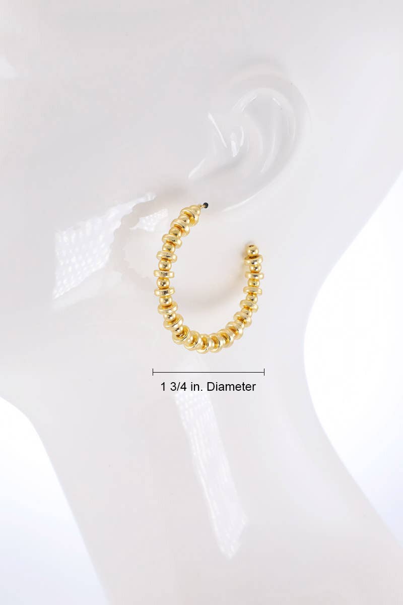 Round Disc Bead Hoop Earrings