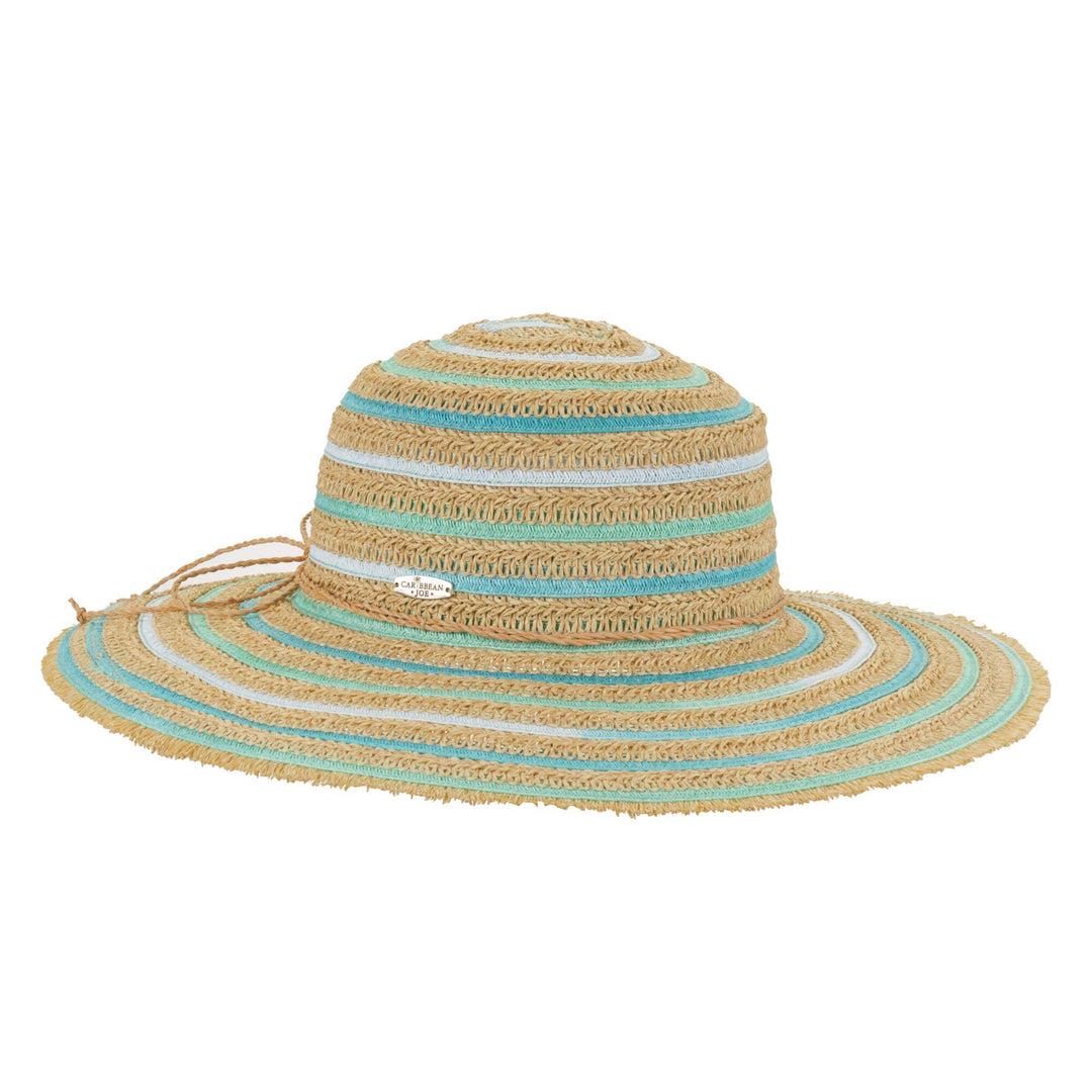 Turquoise and Natural Floppy Hat