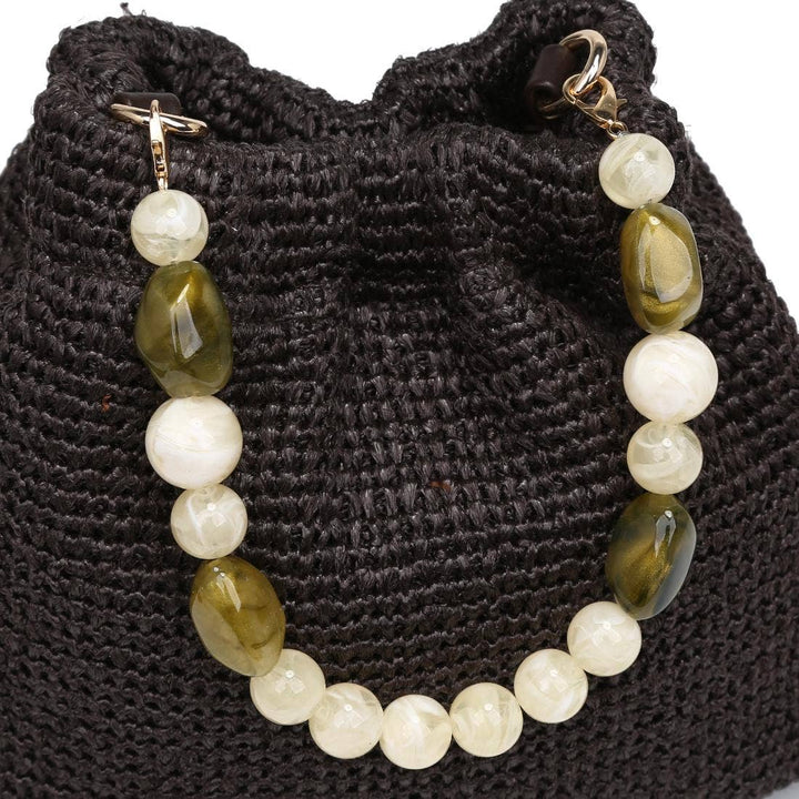 Natural Crossbody Bag Beaded Handle