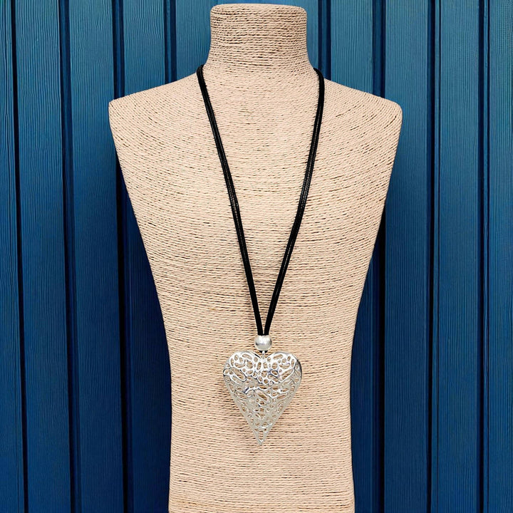 Gold Puffy Heart Pendant Necklace