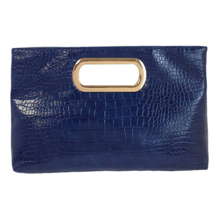 Leather Crocodile Top Handle Clutch