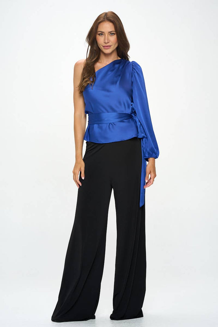 Royal Blue One Shoulder Top w/ Tie