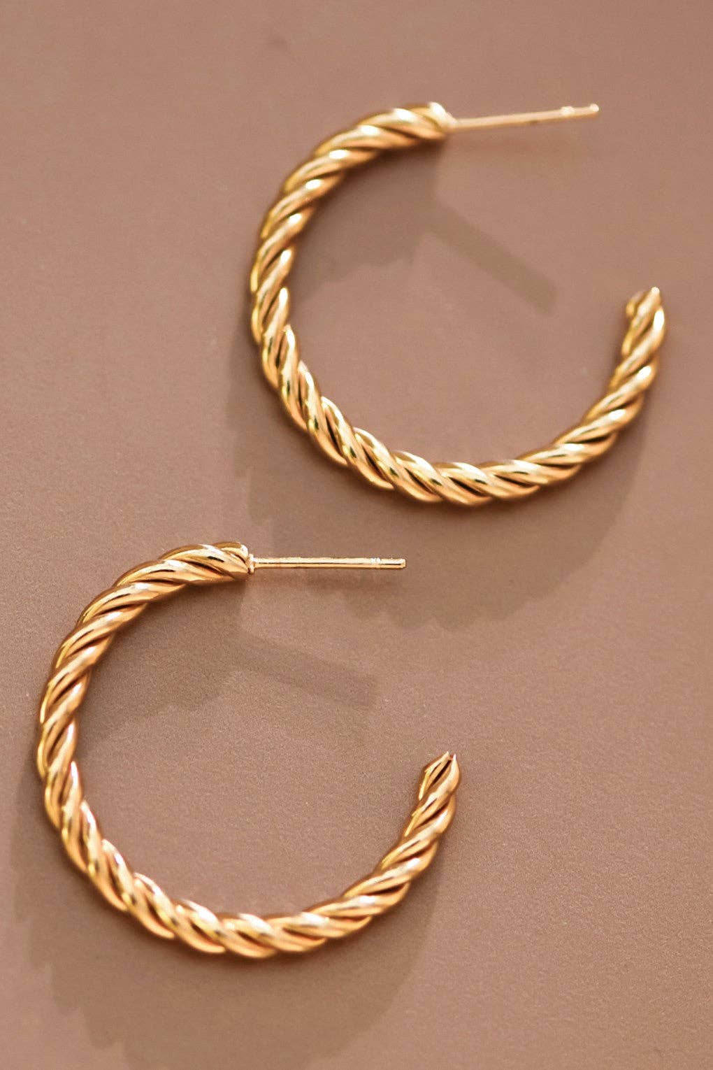 18K Gold Plated Waterproof Stainless Steel Hoop Earrings