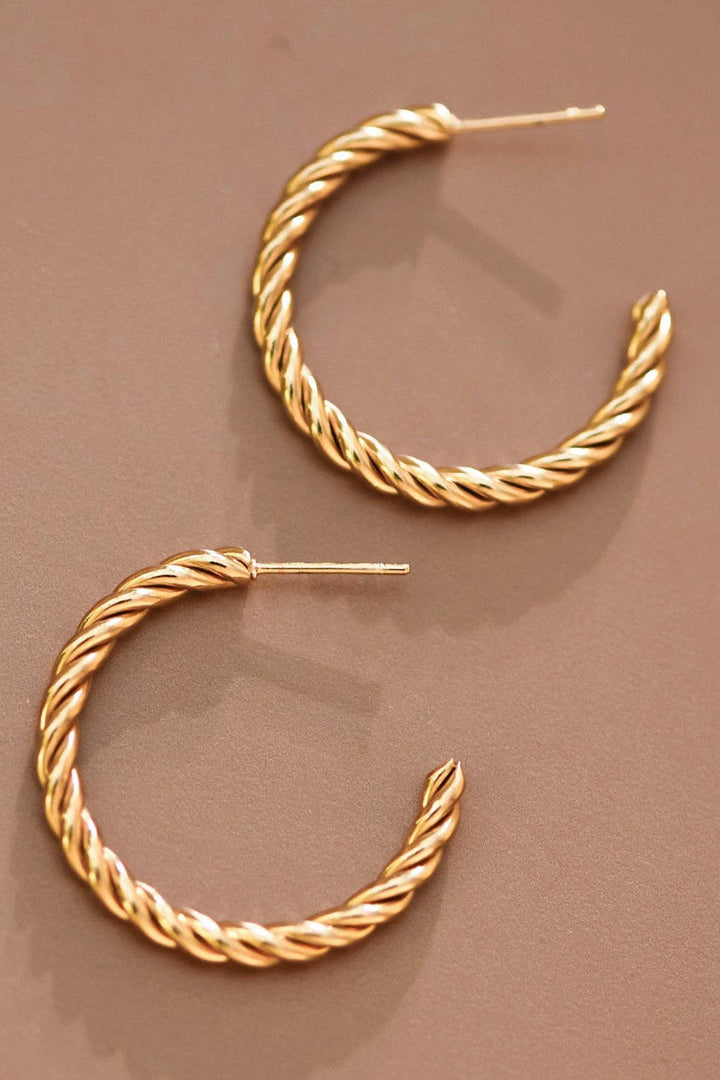 18K Gold Plated Waterproof Stainless Steel Hoop Earrings