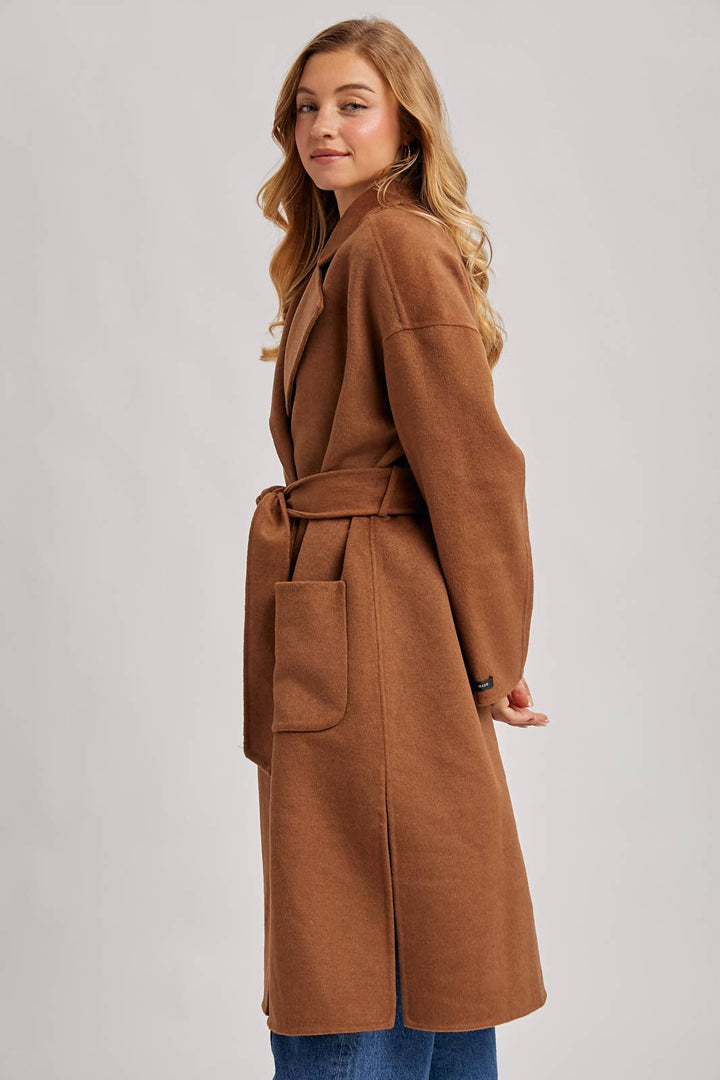 Camel Belted Long Coat
