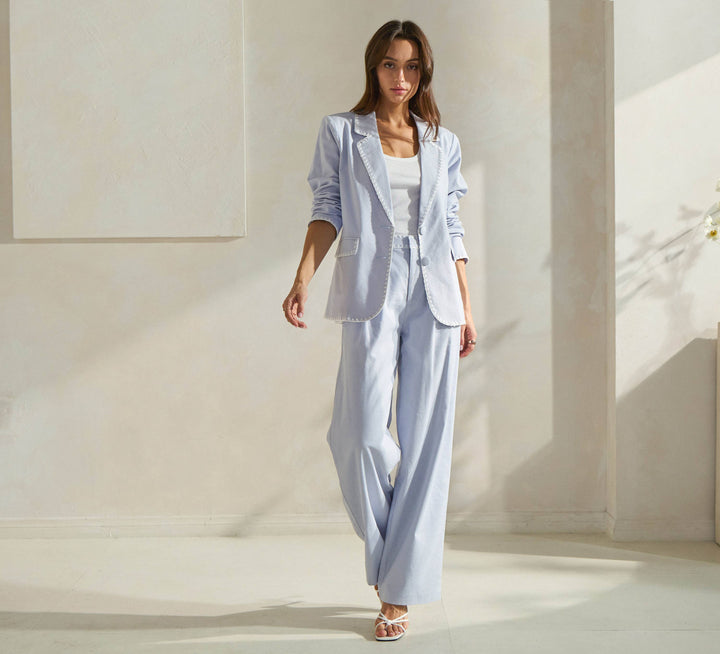 Blue Whipstitch Trouser