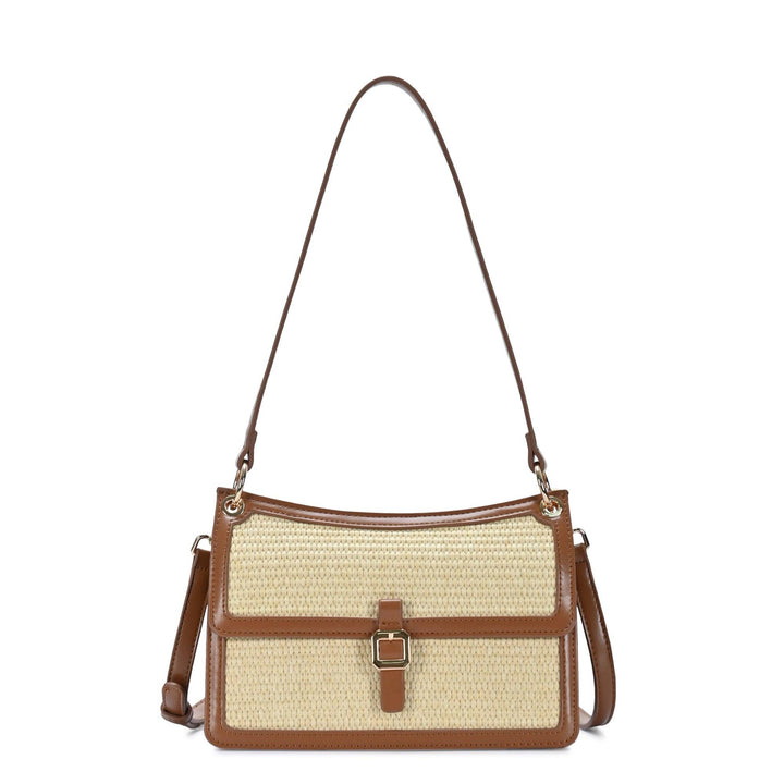 Woven Straw &amp; Leather Bag