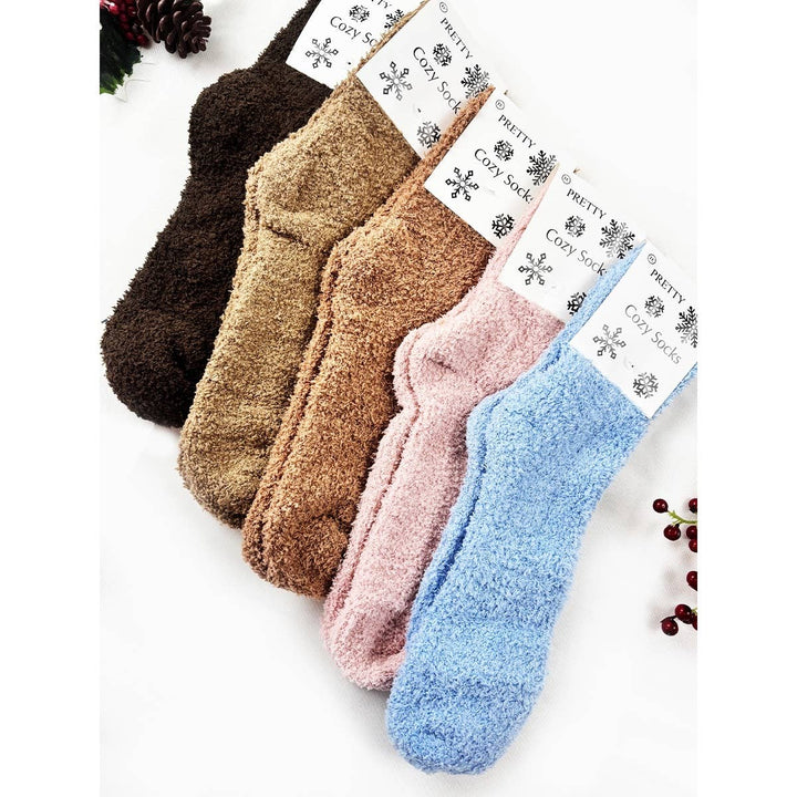 Soft Solid Fuzzy Cozy Crew Socks