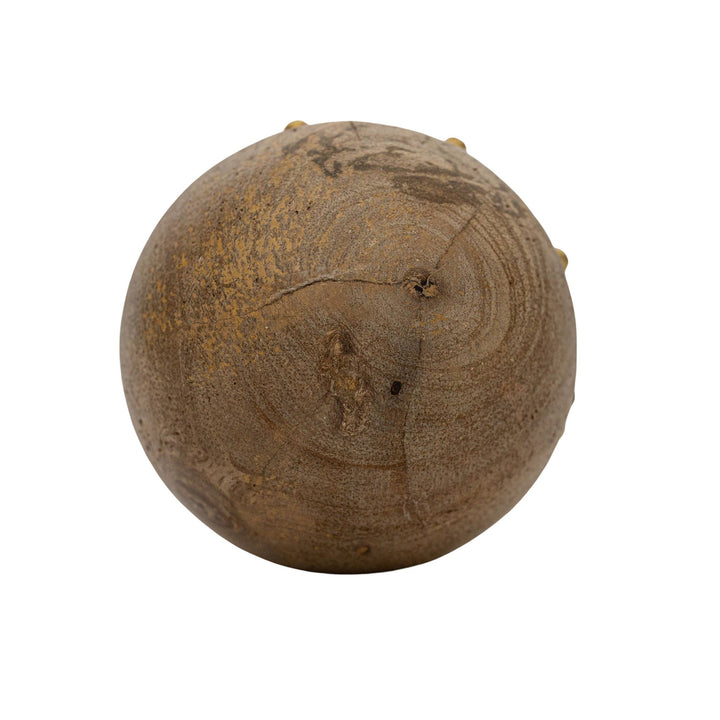 Wood Deco Ball w/ Brass Accents