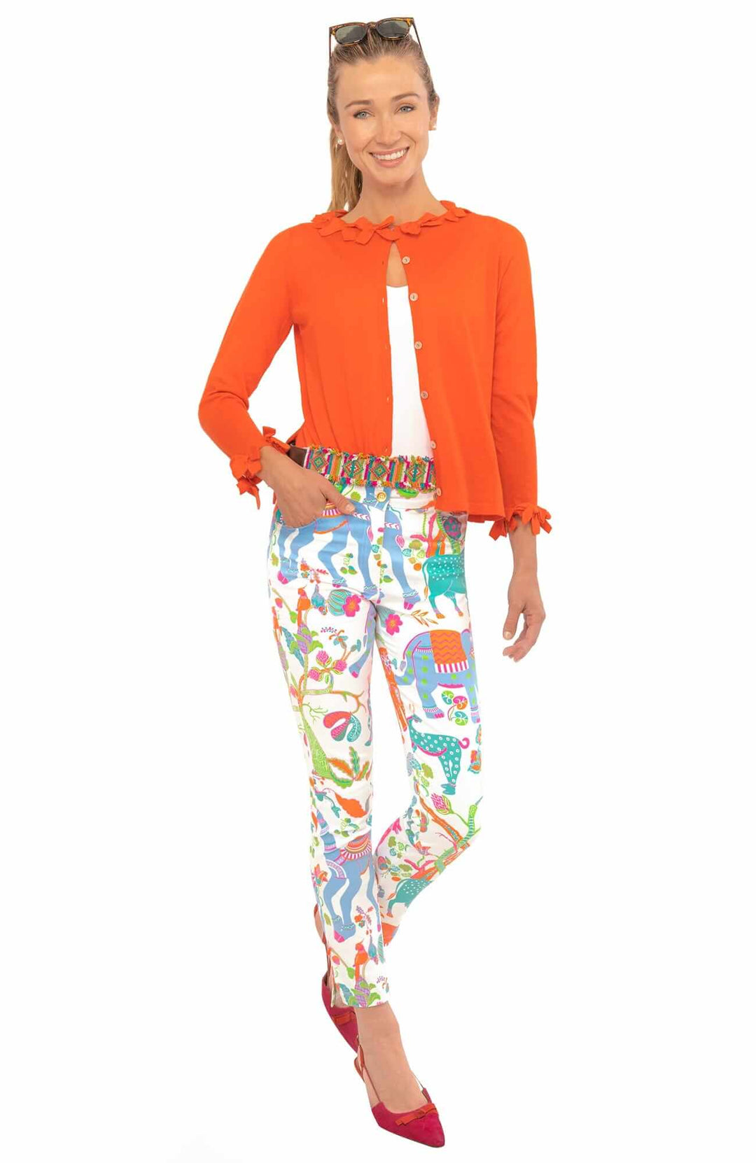 Navy Bow Trimmed Cardigan