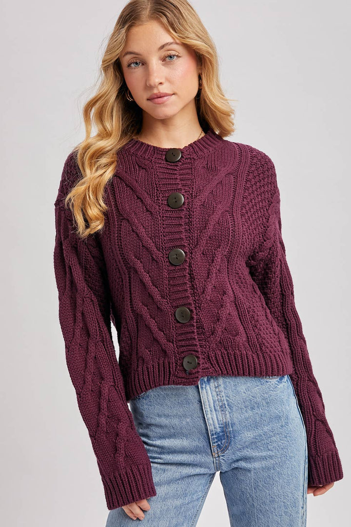 Button Front Cardigan Sand