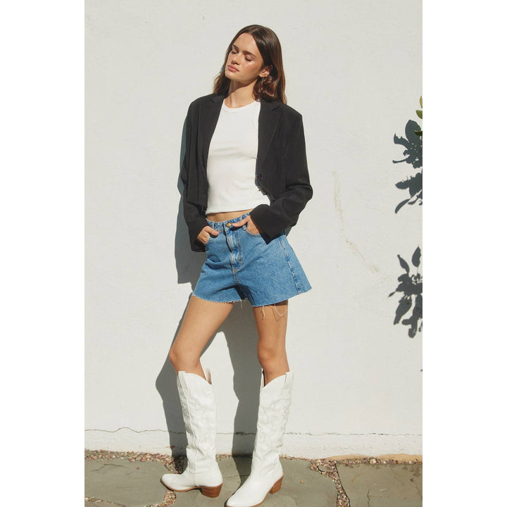 Black Cropped Classic Blazer