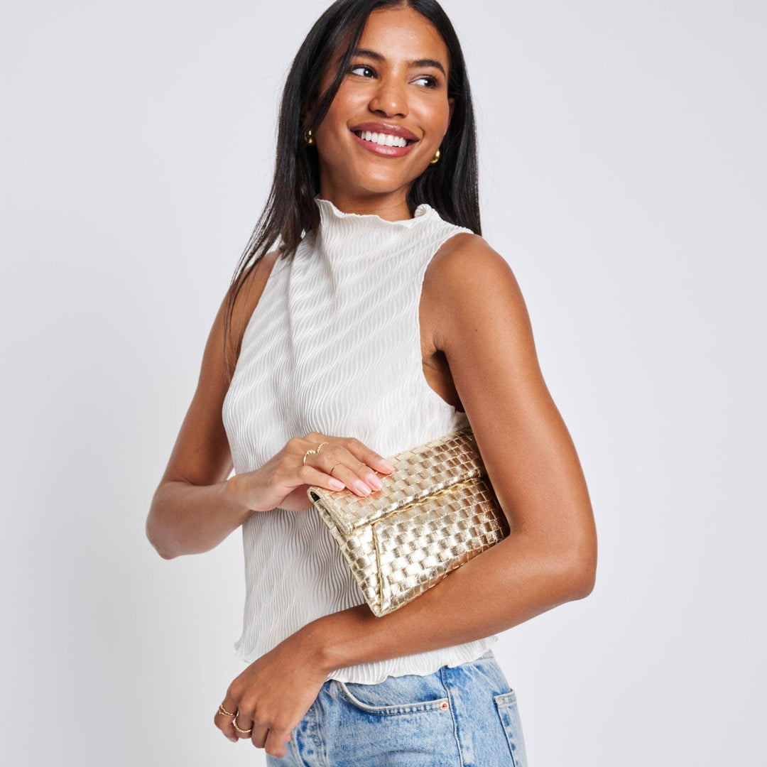 Wine Woven Clutch Crossbody Bag