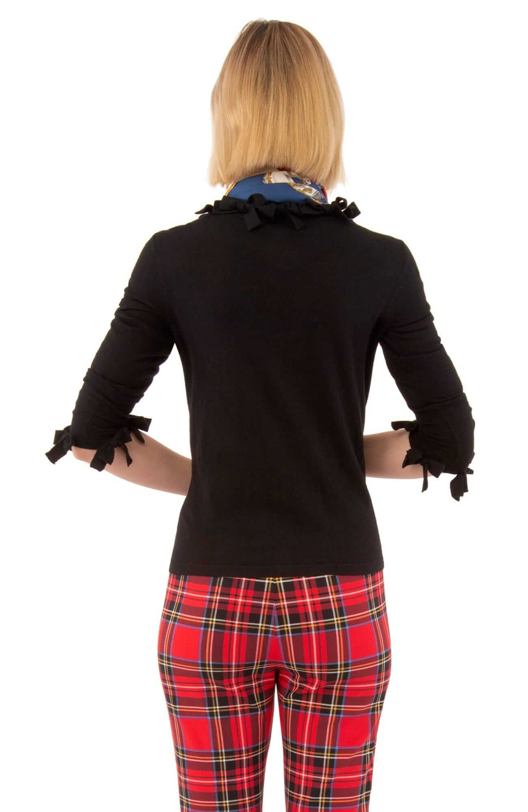 Navy Bow Trimmed Cardigan