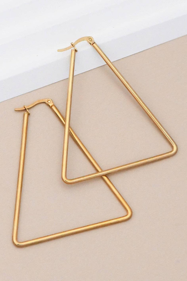 Triangle 18K Gold Plated Waterproof Stainless Steel Hoop Earrings