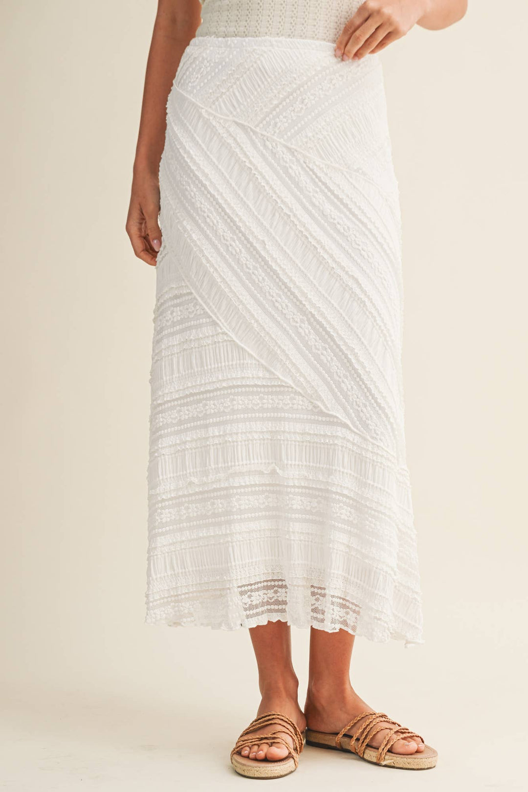 Asymmetrical Tiered Lace Panel Skirt