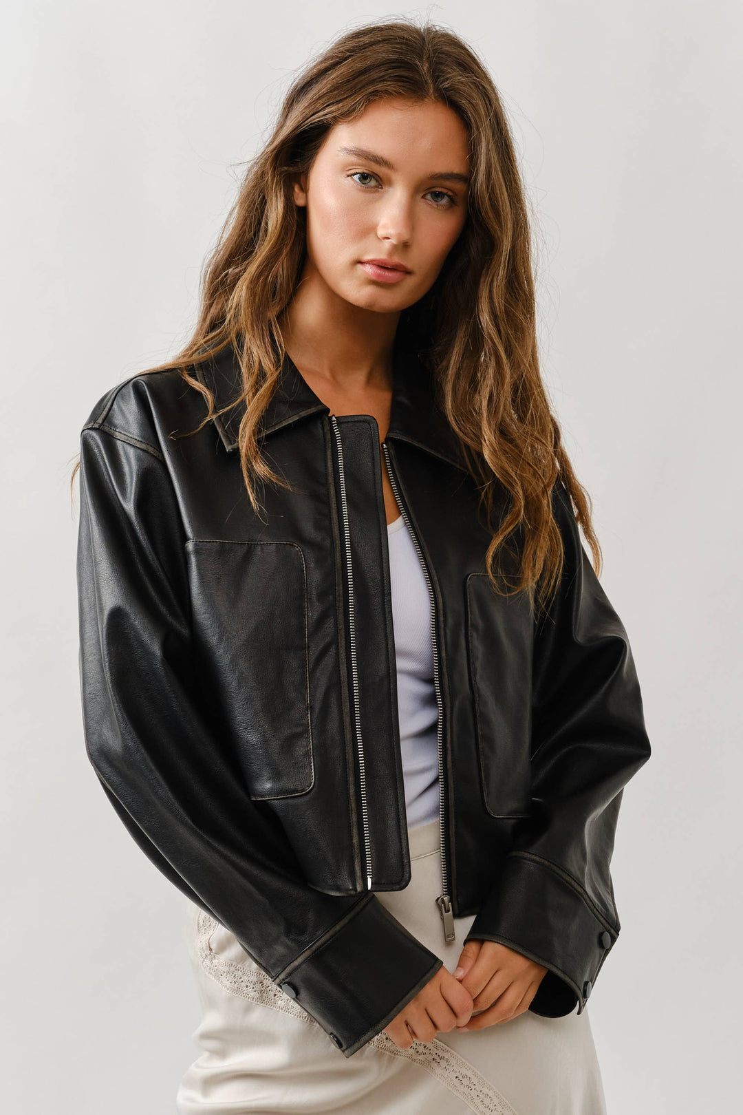 Brown Vintage Washed Leather Jacket-1 LEFT