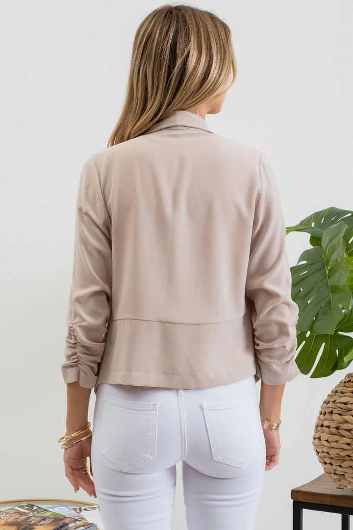 Ruched 3/4 Sleeve Blazer