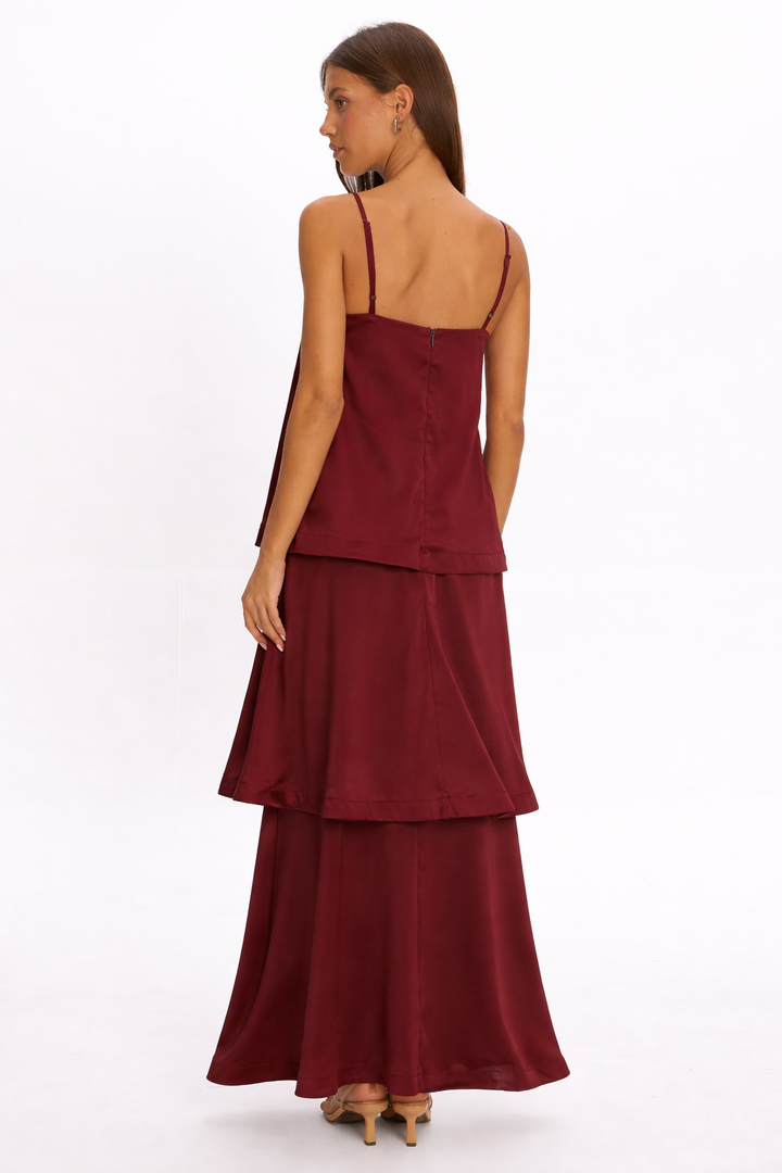 Burgandy Layered Maxi Dress