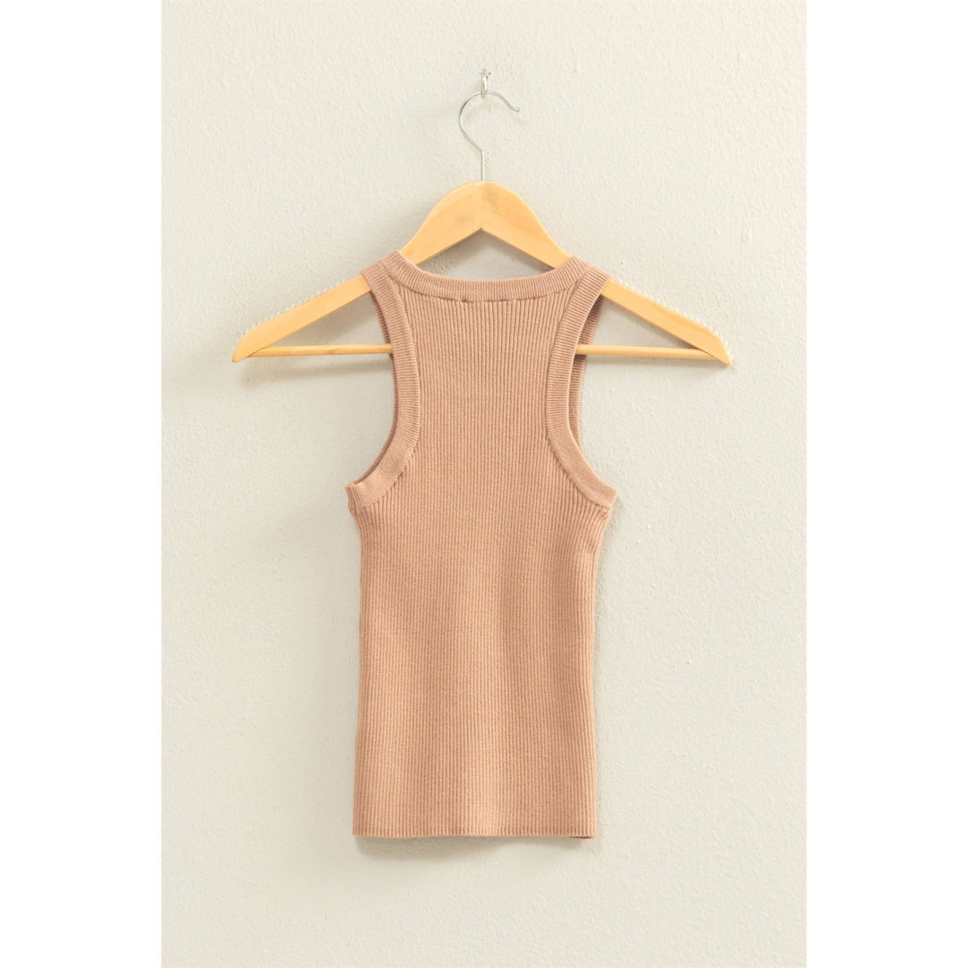 White Ribbed Knit Tank Top