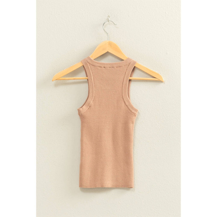 White Ribbed Knit Tank Top