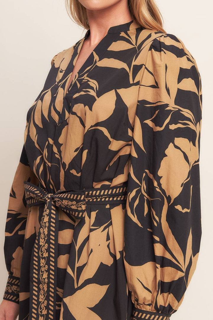 Printed Woven Midi Dress