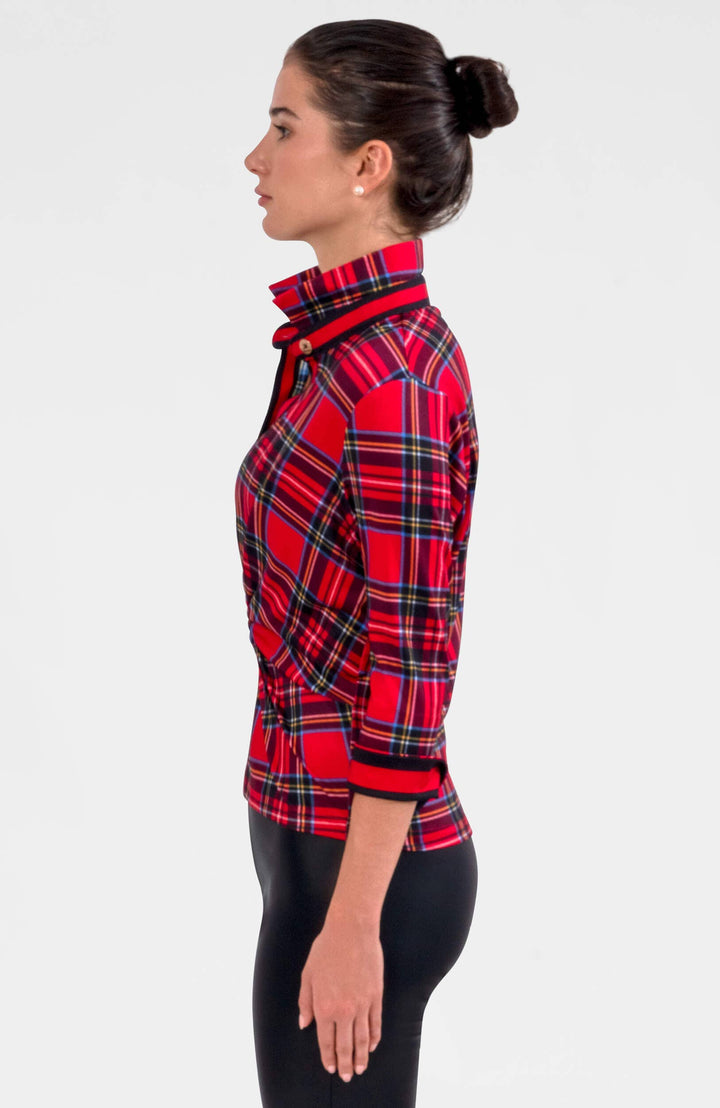 Gretchen Scott Twist &amp; Shout Red Plaid Top