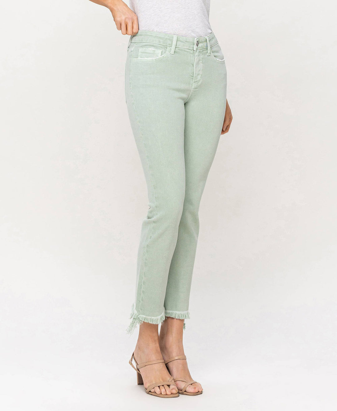 Mid Rise Crop Straight Jean  Veret