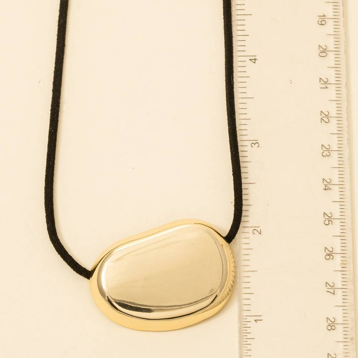 Gold Dipped Oval Pendant Corded Necklace