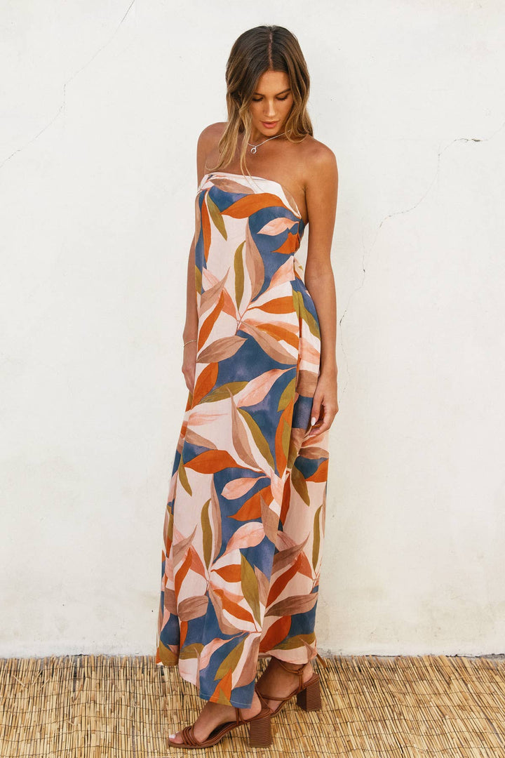 Destinations Strapless Tie Back Maxi Dress