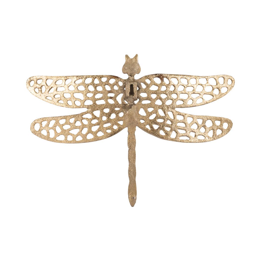 Gold 10 in. Metal Novelty Dragonfly