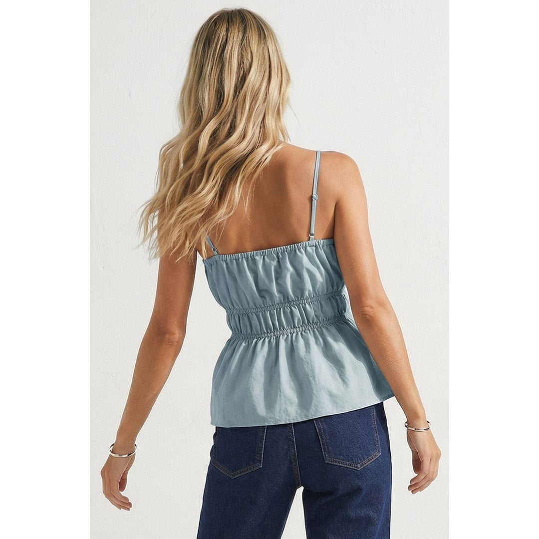 Buckle Pleated Sleeveless Top
