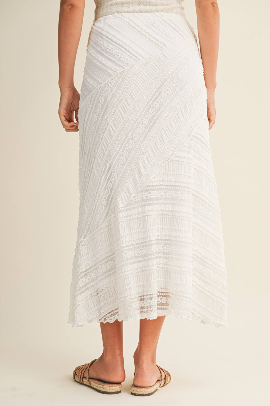 Asymmetrical Tiered Lace Panel Skirt