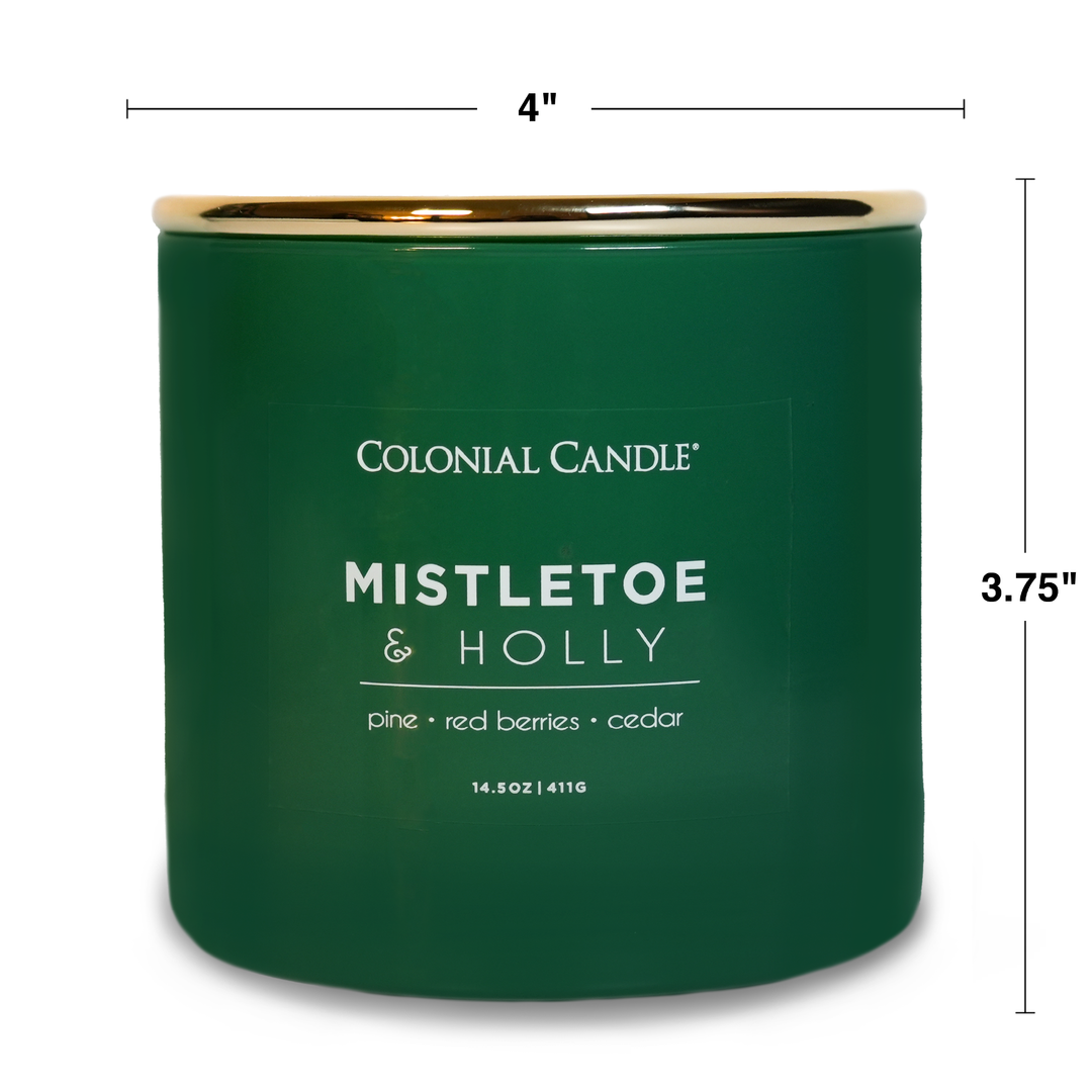 Mistletoe &amp; Holly Scented Jar Candle, Soy Blend Wax, 14.5oz