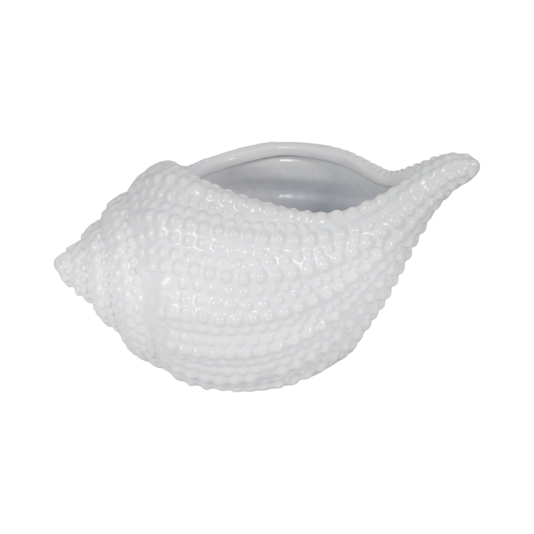 White Ceramic Coastal Seashell Planter
