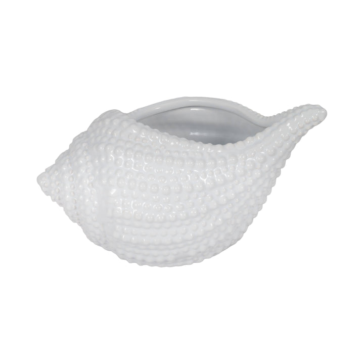 White Ceramic Coastal Seashell Planter