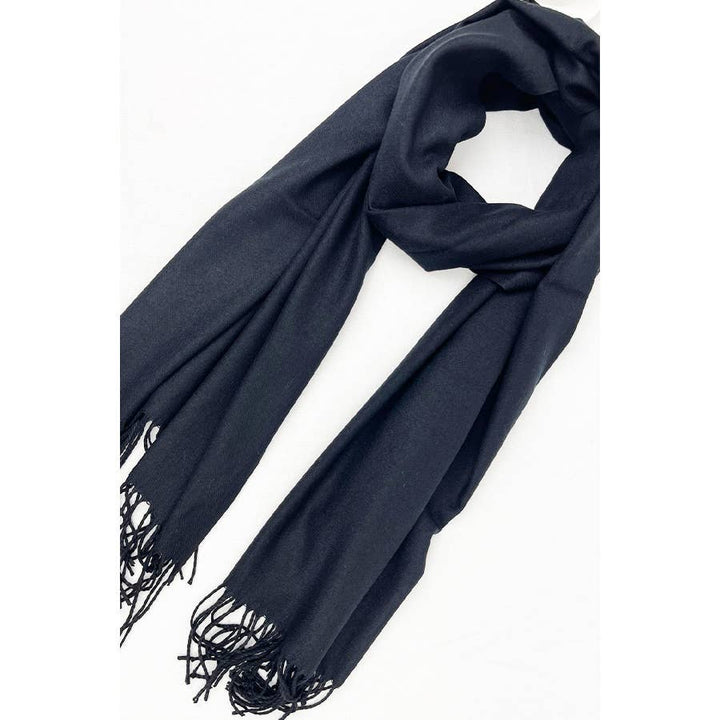Red Solid Cashmere Scarf With Tassel