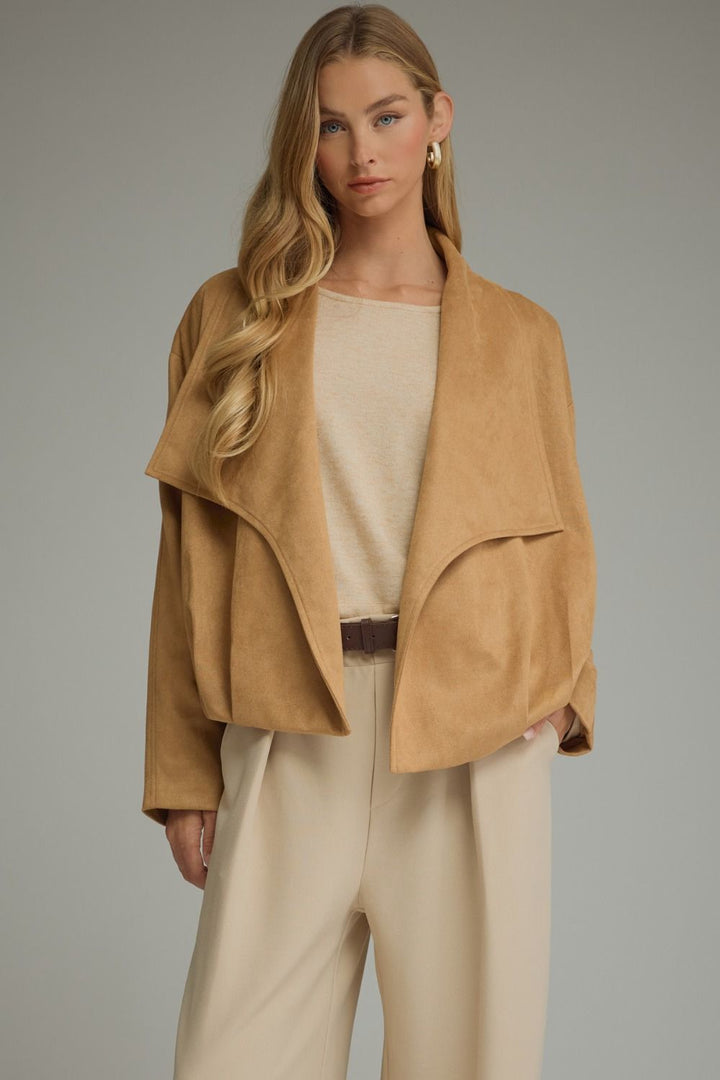 Open front camel jacket