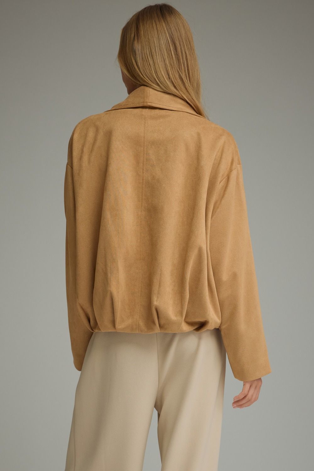 Open front camel jacket