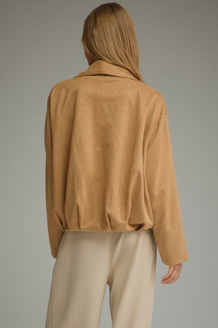 Open front camel jacket