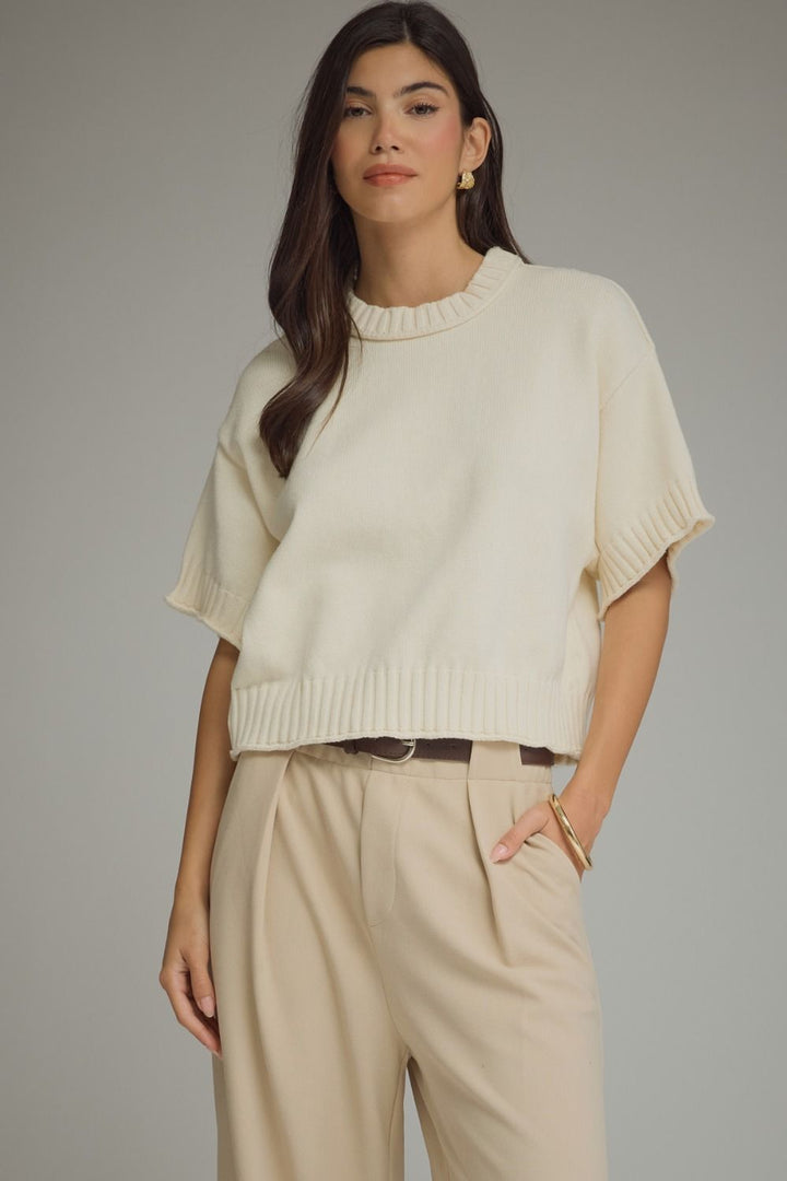 Short Sleeve 100% Cotton Sweater